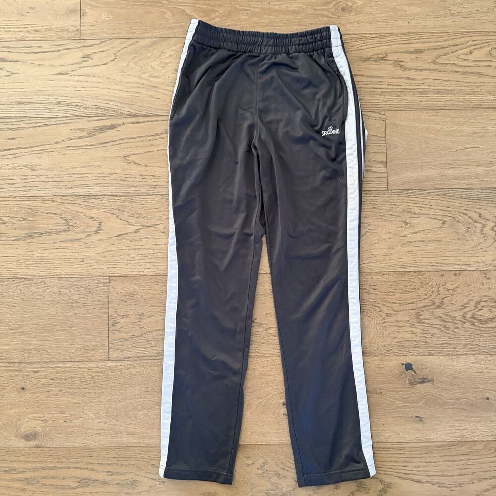 Spalding Tearaway Snap Track Pants Men’s L Black Gray Basketball Warm Up